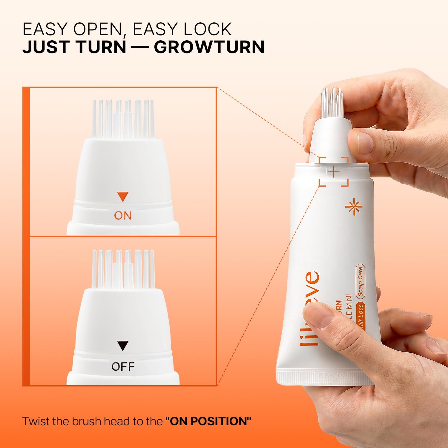 GROWTURN Hair Growth Serum with Built-In Brush, Heartleaf-Derived Exosomes to Revitalize & Thickening Hair, Hair Growth Accelerator - Korean Hair Care, 1.01 Fl. Oz. (Pack of 1)