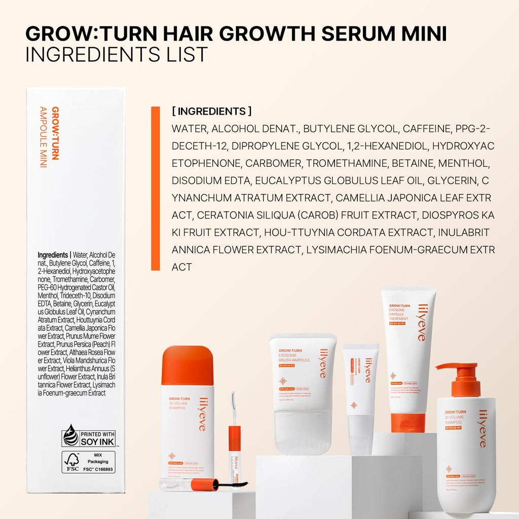 GROWTURN Hair Growth Serum with Built-In Brush, Heartleaf-Derived Exosomes to Revitalize & Thickening Hair, Hair Growth Accelerator - Korean Hair Care, 1.01 Fl. Oz. (Pack of 1)